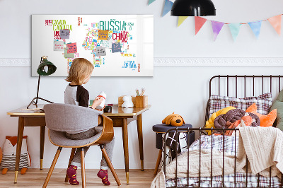 Dry erase magnetic board Map with Country Names