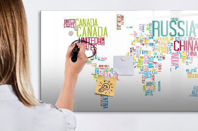 Dry erase magnetic board Map with Country Names
