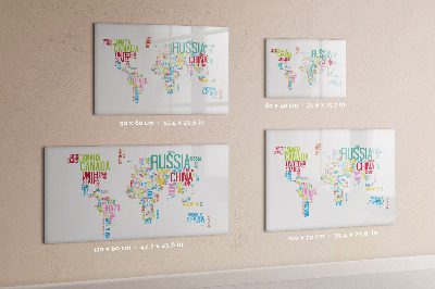 Dry erase magnetic board Map with Country Names