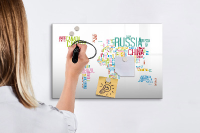 Dry erase magnetic board Map with Country Names