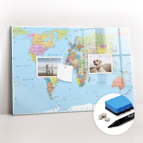 Magnetic dry erase board Political World Map