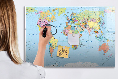 Magnetic board with marker Political World Map