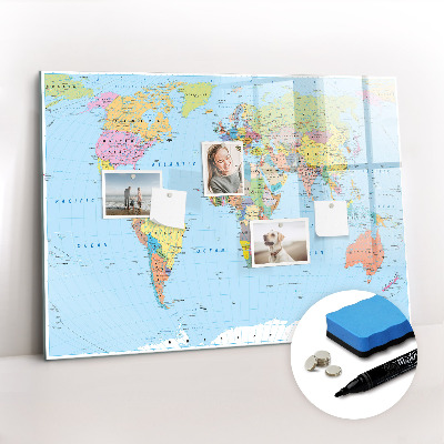 Magnetic board with marker Political World Map