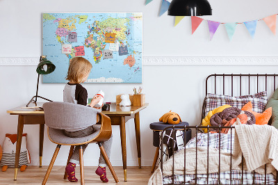 Magnetic board with marker Political World Map