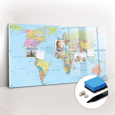 Magnetic board with marker Political World Map