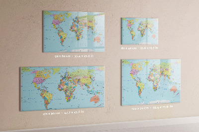 Magnetic board with marker Political World Map