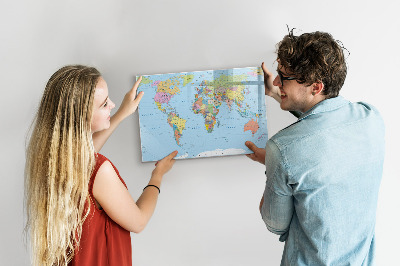 Magnetic board with marker Political World Map