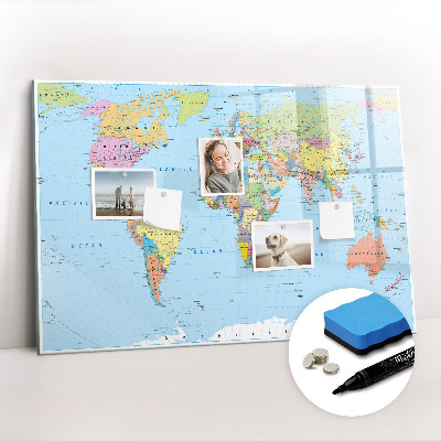 Magnetic dry erase board Political World Map
