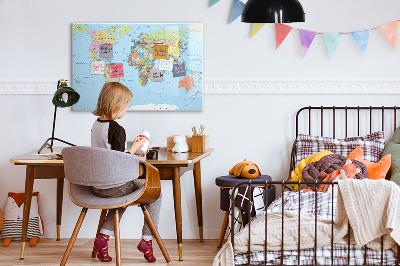 Magnetic board with marker Political World Map