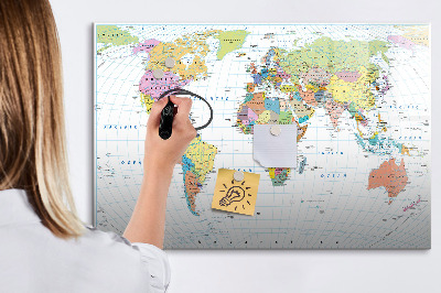 Dry erase magnetic board Political World Map