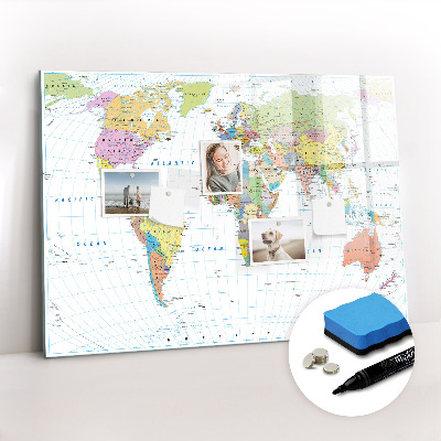 Dry erase magnetic board Political World Map