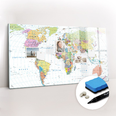 Dry erase magnetic board Political World Map