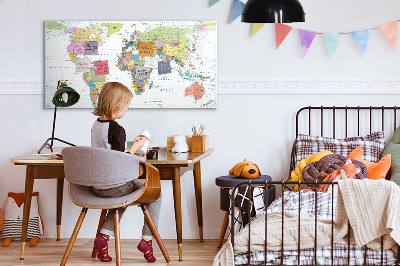 Dry erase magnetic board Political World Map