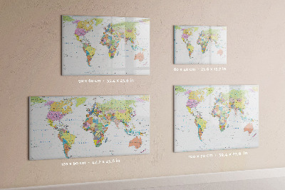 Dry erase magnetic board Political World Map