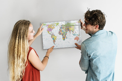 Dry erase magnetic board Political World Map
