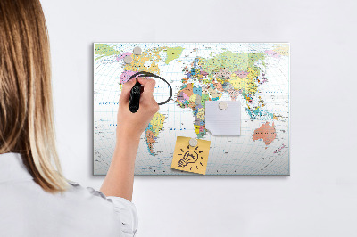 Dry erase magnetic board Political World Map