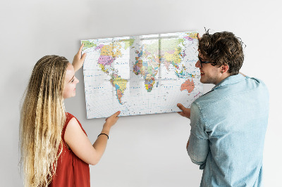 Dry erase magnetic board Political World Map