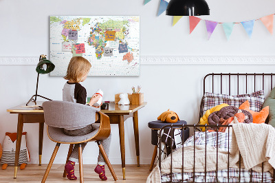 Dry erase magnetic board Political World Map