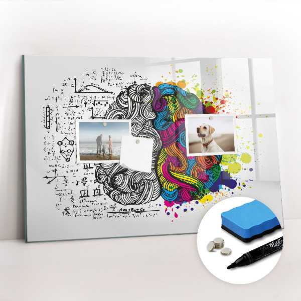 Dry erase magnetic board Brain Abstraction
