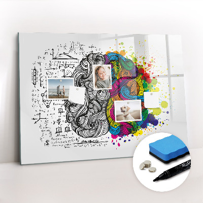 Dry erase magnetic board Brain Abstraction