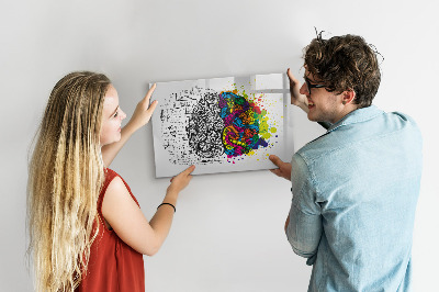 Dry erase magnetic board Brain Abstraction