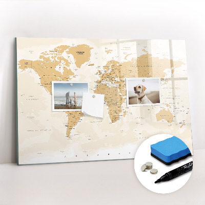 Magnetic board for writing Political World Map