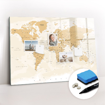 Magnetic board for writing Political World Map