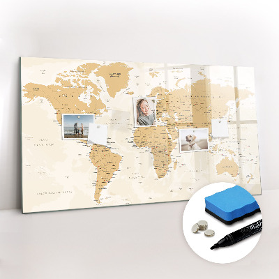 Magnetic board for writing Political World Map