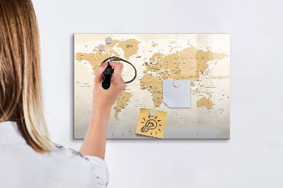 Magnetic board for writing Political World Map