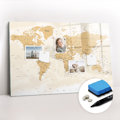 Magnetic board for writing Political World Map