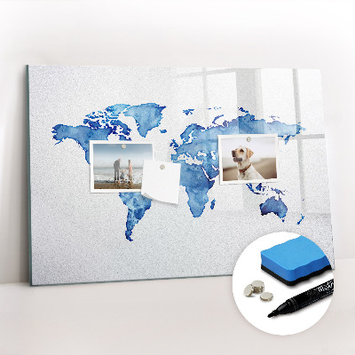 Dry erase magnetic board Watercolor World Map