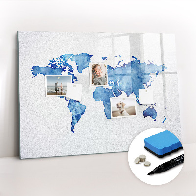 Dry erase magnetic board Watercolor World Map