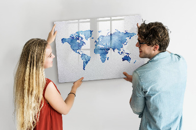Dry erase magnetic board Watercolor World Map