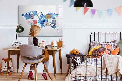 Dry erase magnetic board Watercolor World Map