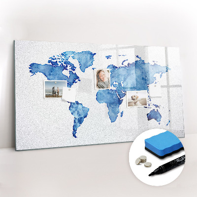 Dry erase magnetic board Watercolor World Map
