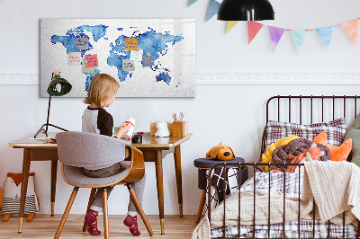 Dry erase magnetic board Watercolor World Map