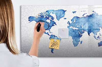 Dry erase magnetic board Watercolor World Map