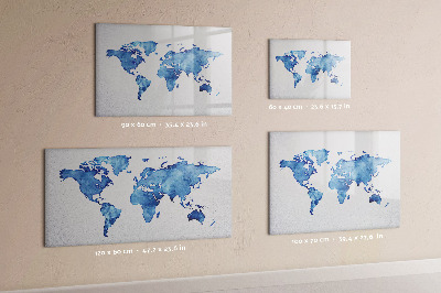 Dry erase magnetic board Watercolor World Map