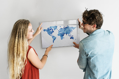 Dry erase magnetic board Watercolor World Map