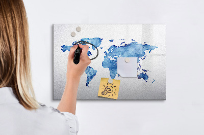 Dry erase magnetic board Watercolor World Map