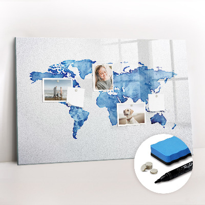 Dry erase magnetic board Watercolor World Map