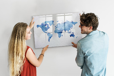 Dry erase magnetic board Watercolor World Map