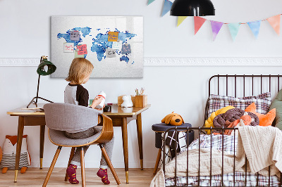 Dry erase magnetic board Watercolor World Map