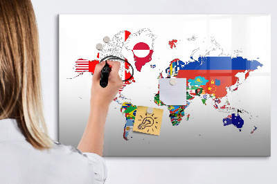 Magnetic dry erase board National Flag Map