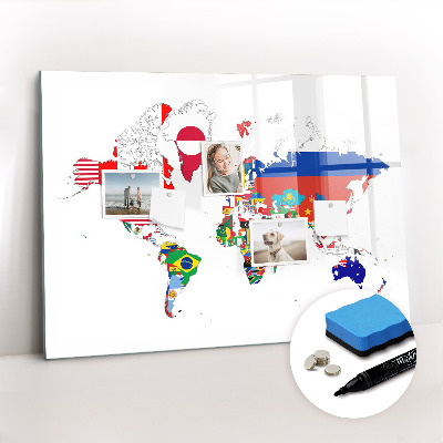 Magnetic dry erase board National Flag Map