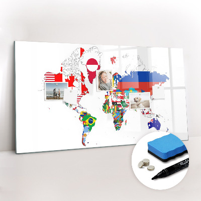 Magnetic dry erase board National Flag Map