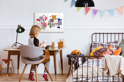 Magnetic dry erase board National Flag Map