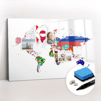 Magnetic dry erase board National Flag Map