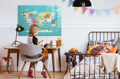 Magnetic dry erase board Animal World Map