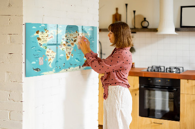 Magnetic dry erase board Animal World Map